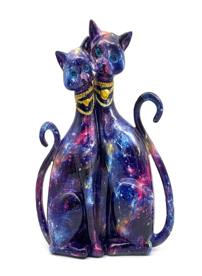 SHTWX Colorful Cat Couple Lover Art Statue Figurine Sculpture, Cats Gifts for Cat Lover, Office Home Decor, Desk Accessories - Image 1